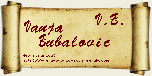 Vanja Bubalović vizit kartica